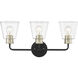 Cameron 3 Light 23 inch Matte Black/Modern Gold Vanity Light Wall Light